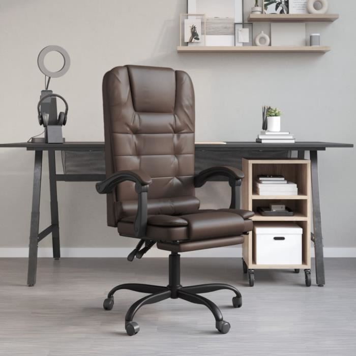 famirosa fauteuil de massage inclinable de bureau marron similicuir-668