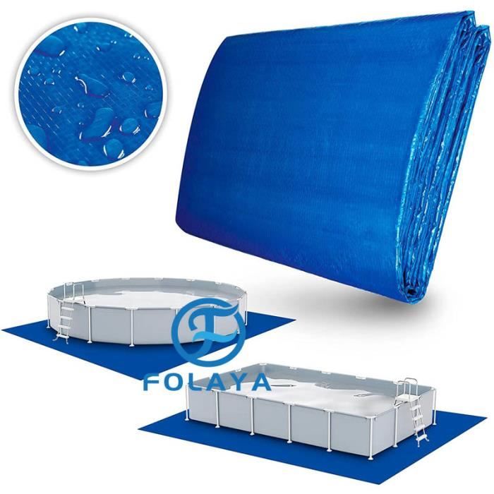 Tapis De Sol Pour Piscine Hors Terre 274x274cm Bleu - Protecteur Imperméable Pliable