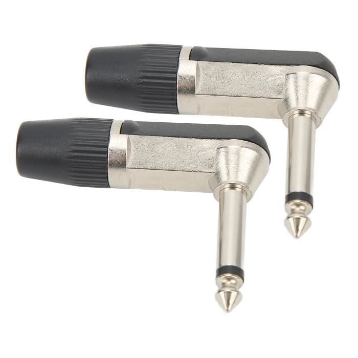 Lot De 3 Câbles Guitare 18cm - Fiches 6.35mm (1/4") Angle Droit - Pour Guitare, Basse, Clavier, Ampli - 11