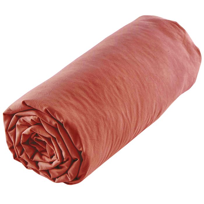 Drap housse uni 160x200 cm MILA polyester micro lavée rouge terracotta Drap housse uni 160x200 cm MILA polyester micro lavée rouge terracotta
