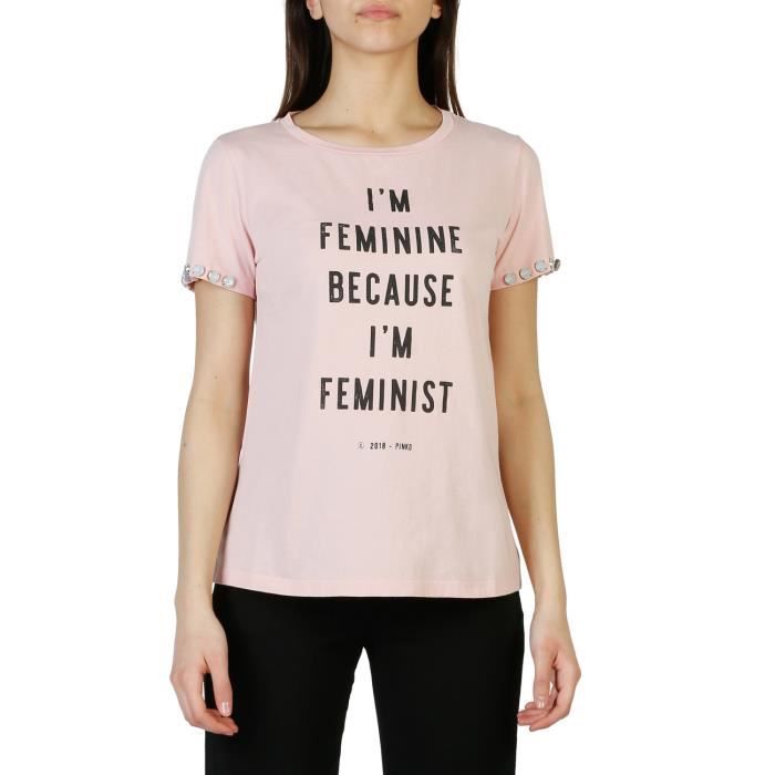 Tee Shirt Rose Poudre Incrustation Texte Et Perles Sur Les Manches Femme Pinko Xs Rose Rose Rose Achat Vente T Shirt Cdiscount
