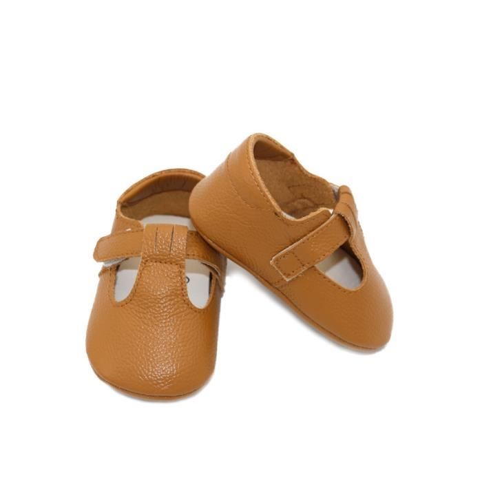 YALION Chaussons Cuir Souple Bébé Premiers Pas Plat Chaussures Bébé avec Mocassins Semelles en Daim pour Enfant Fille Garçon élastique Bride à La Cheville