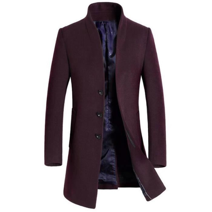 Trench Homme Mi-Long Imprimé Écossais – Manteau Hiver Chaud Doublé Polaire, Col Montant, Boutonnage Simple, Veste Décontractée Voyage