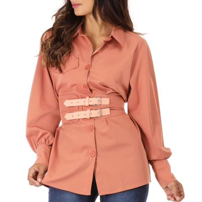 Chemisier rose avec ceinture double bride Rose - Cdiscount Prêt-à-Porter