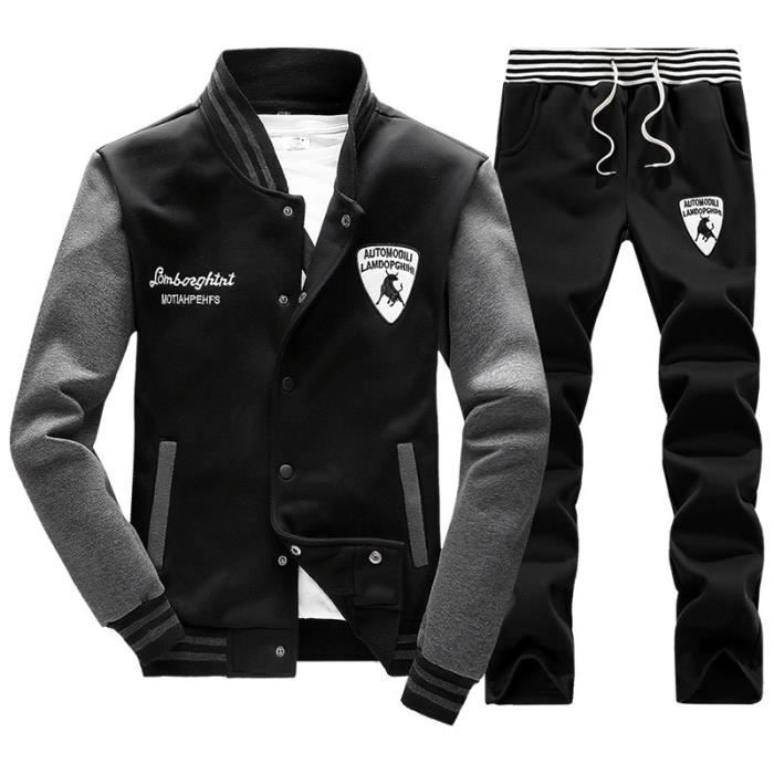 Survêtement pour homme - BK37 - Veste et pantalon - Noir - Coupe classique
