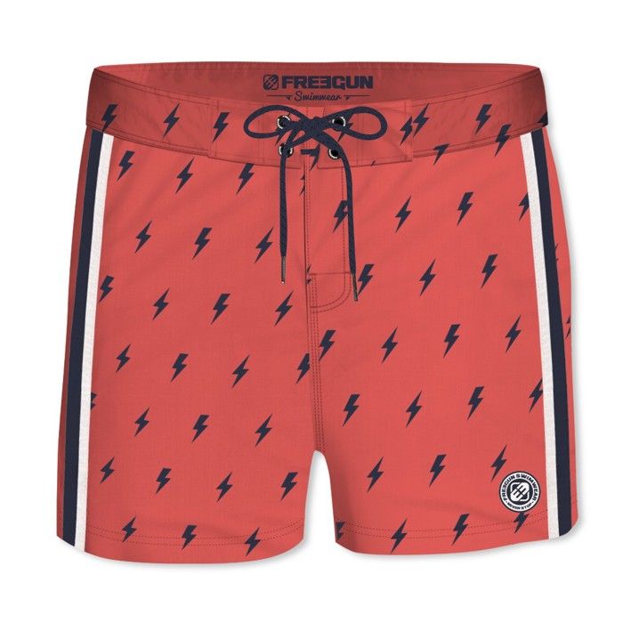 freegun maillot de bain enfant, short de bain garçon avec filet intérieur et poches latérales - rouge taille 10/12 ans