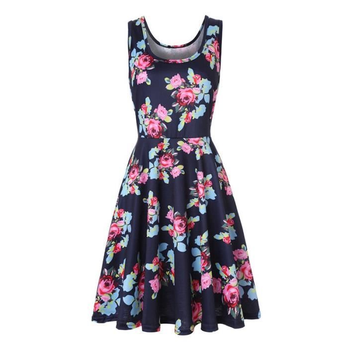 Robe Patineuse Sans Manches Avec Ceinture - Style évasé Pour Femme Et Fille - Motif Léopard Ou Uni
