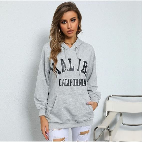 Sweat a capuche tendance pour femme avec lettre imprimee Sweat shirt pour femme