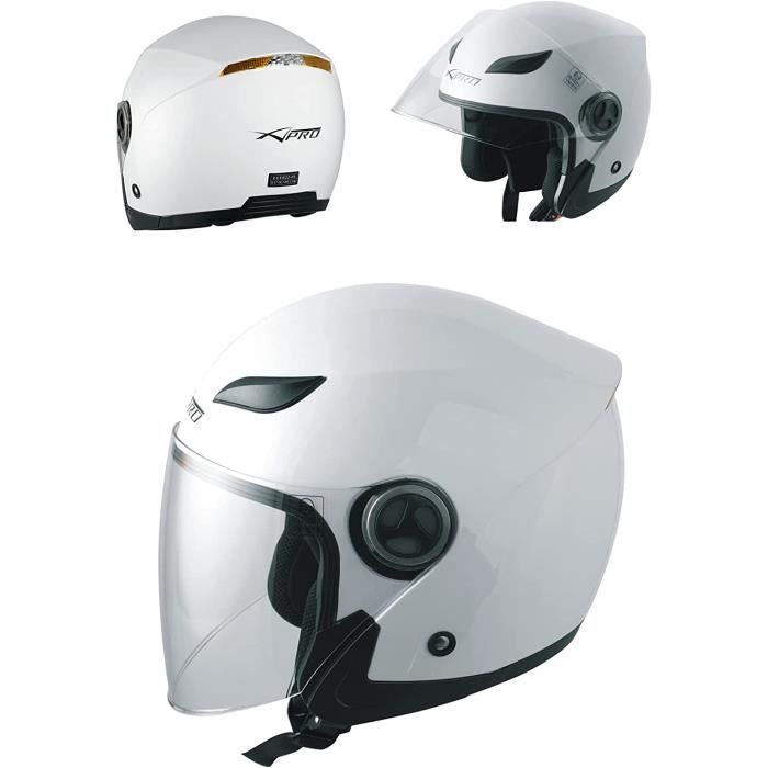 Casque Jet Moto ECE 22-06 - Visière Anti-Rayure - Taille S - Argent