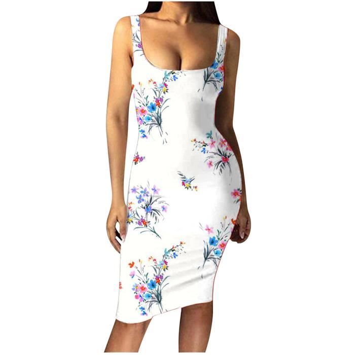 Robe Décontractée D'été Imprimée Sans Manches Pour Femmes Rose Rose