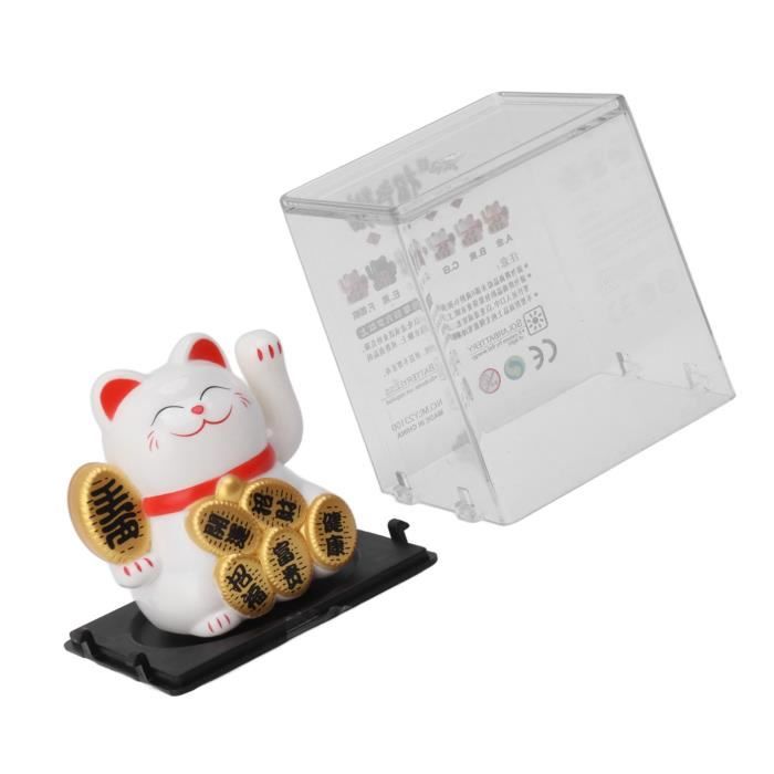 Chat Porte-Bonheur à Détection de Slar, Battant Automatiquement les Mains, 2313-Blanc Chat Porte-Bonheur à Détection de Slar, Battant Automatiquement les Mains, 2313-Blanc