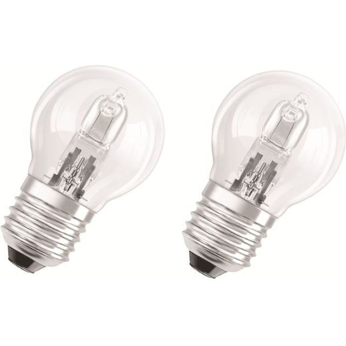 OSRAMLot de 2 ampoules Halogène Eco Sphérique E27 Ø4,5cm 2700K 30W