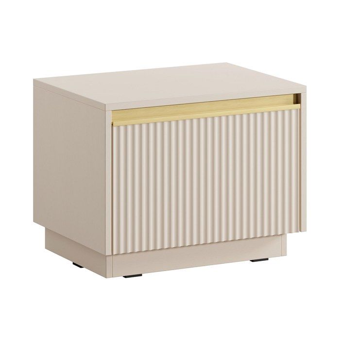 Table de chevet suspendue ou à poser avec 1 tiroir - MDF - Beige et doré - POSINIA