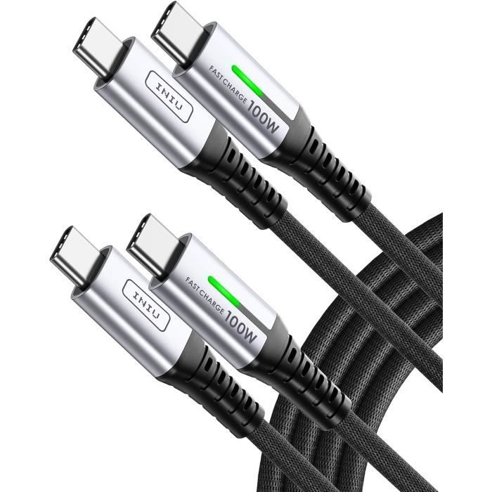 Câble USB Vers USB-C LinQ 1.2m - Charge Rapide 5A, Nylon Tressé Argenté