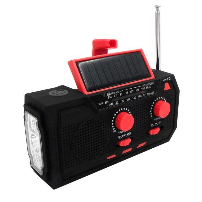 Radio solaire à manivelle multifonction portable d'extérieur pour les