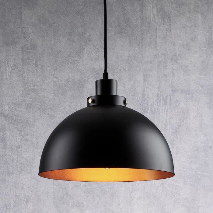 Lustre Suspension Industriel 3 Lights DELIPOP - Style Vintage Edison, Métal Noir, Ø22cm