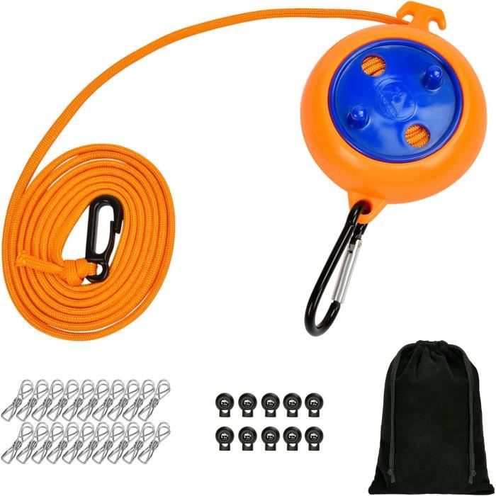 Corde à Linge Voyage Rétractable 10m - Portable, Réglable - Pour Camping, Dortoir, Extérieur