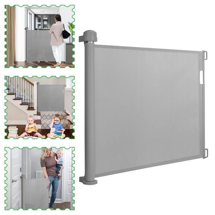 Comparer les prix de Barrière de sécurité rétractable pour les bébés et les chiens 0 à 140 cm Barrière de sécurité extensible Gray SUUSOLNY
