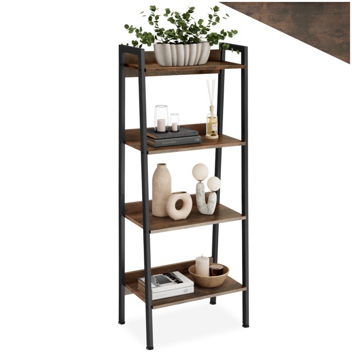 Étagère - TECTAKE - Étagère CHATHAM au style industriel minimaliste en panneau aggloméré 575 x 34 x 138 cm - Bois foncé