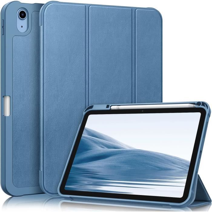 Coque Verticale FINTIE Pour IPad 11" 11e/10e Génération - Support Magnétique Multi-angles, Rangement Stylet, Transparente Bleue