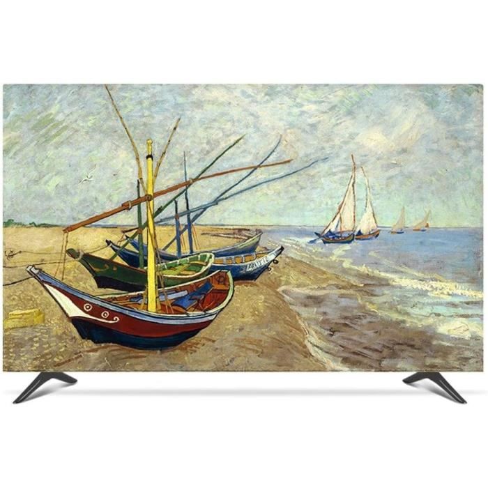 Housse Anti-poussière Pour TV 32-85 Pouces - Tissu Polyester élastique Imprimé Animalier - Arrière Semi-ouvert