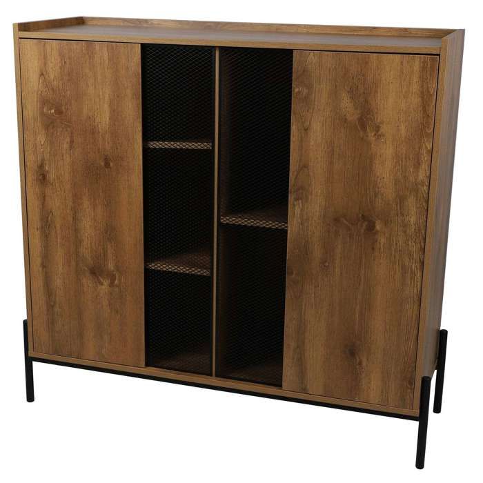 Urban Living - Buffet 2 portes Helio en bois et métal - Marron et noir Urban Living - Buffet 2 portes Helio en bois et métal - Marron et noir