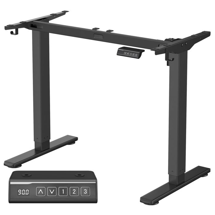 VASAGLE Bureau Électrique Réglable en Hauteur sans Plateau de Table Fonction Mémoire 3 Hauteurs Acier Noir dencre