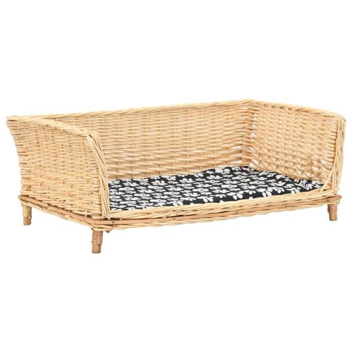 vidaXL Panier pour Chiens avec Coussin 90x54x35 cm Saule Naturel Corbeille 170775