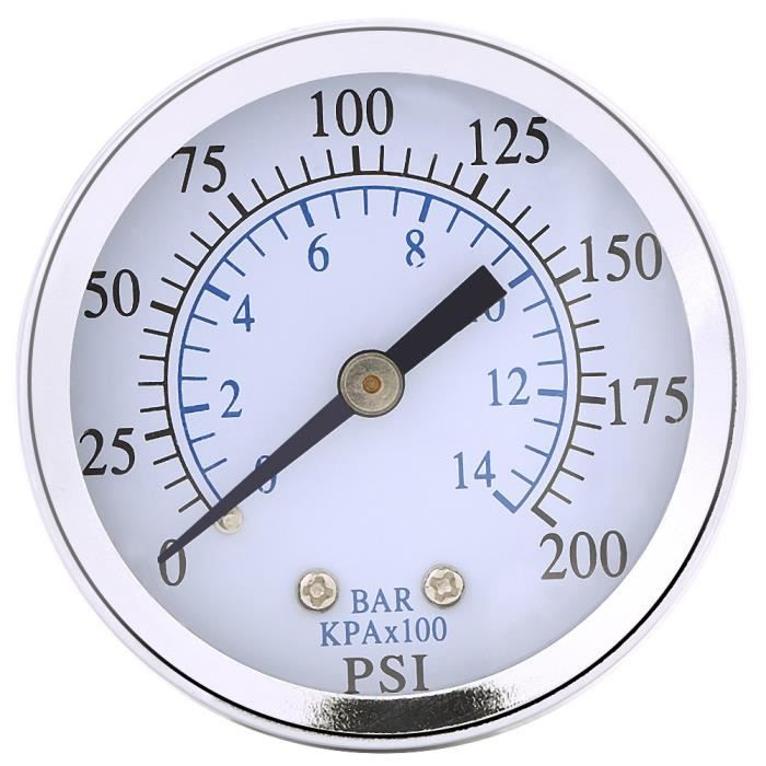 Manomètre Mini 1/8 NPT 0-160 PSI / 0-10 Bar - Pour Carburant Air Eau - Précis Et Compact