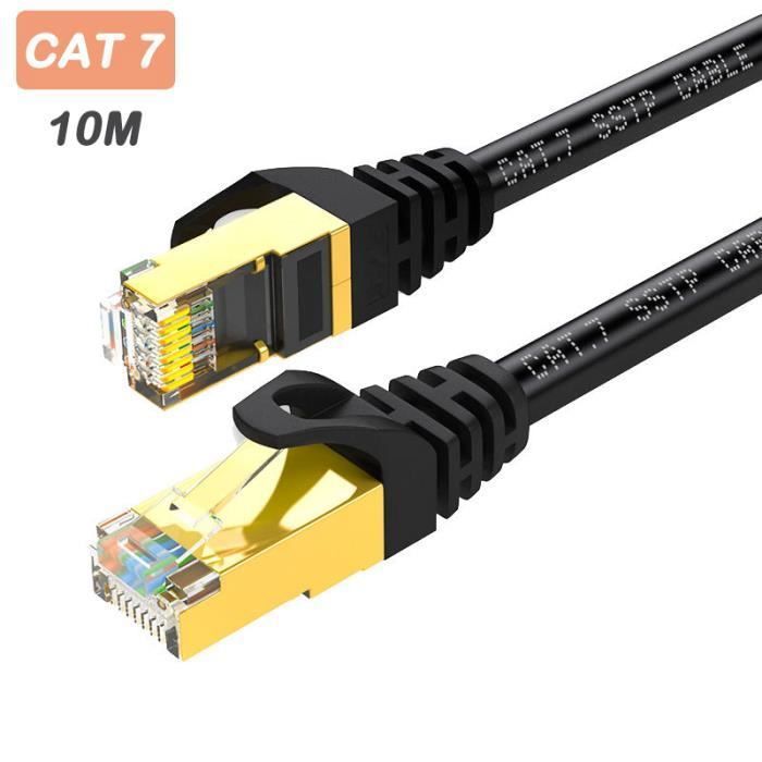 cordon de raccordement LAN tressé en nylon haute vitesse Câble Ethernet Cat8 10M pour modem//routeur//commutateur plus rapide que Cat5e//Cat6//Cat7 câble plat blindé RJ45 40Gbps 2000Mhz