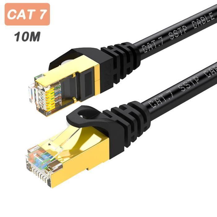 Câble Ethernet Cat7 Câble Réseau Plat RJ45 Haut Débit Blindé 10Gbps 600MHz  8P8C Compatible avec Routeur Modem(10M) - Cdiscount Informatique