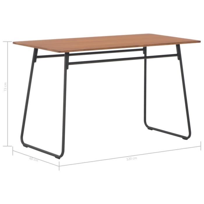 table à dîner - yosoo - marron 120x60x73 cm - contreplaqué solide et acier