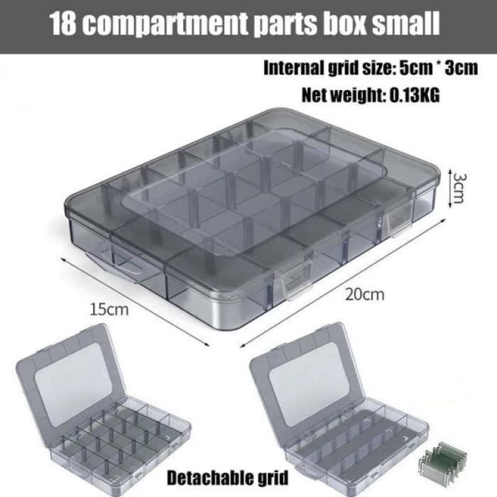 Boîte De Rangement Pour Pêche à Compartiments - Organisation Leurres, Appâts, Hameçons, Avec Crochets