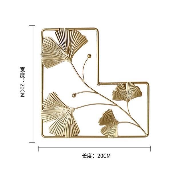 Décoration Murale En Métal Avec Feuille De Ginkgo, Décoration Murale à Cadre Rond Doré, Décoration Murale à Suspendre, Traitement Rustique Vieilli, Feuilles De Ginkgo, Grande Petite Combinaison 2 En 1