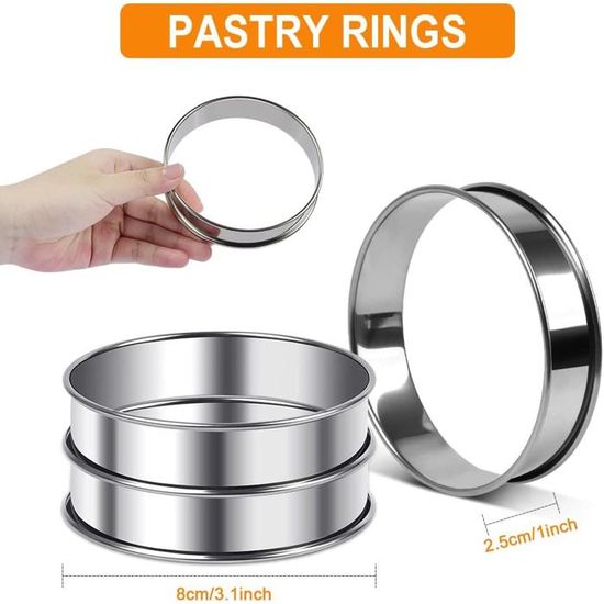Lot De 3 Cercles à Gâteau En Inox - Diamètres 10, 15 Et 20 Cm - Pour Pâtisserie Et Desserts