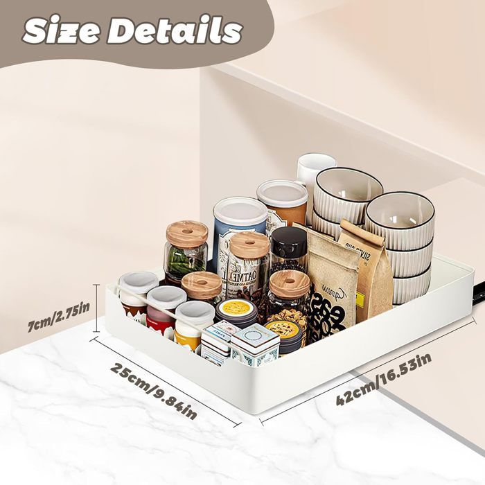 Tiroir Extensible Cuisine Tiroir Coulissant Blanc Pour Placard - Organisateur De Cuisine Extensible Sans Perçage Tiroir Amortisseur Silencieux