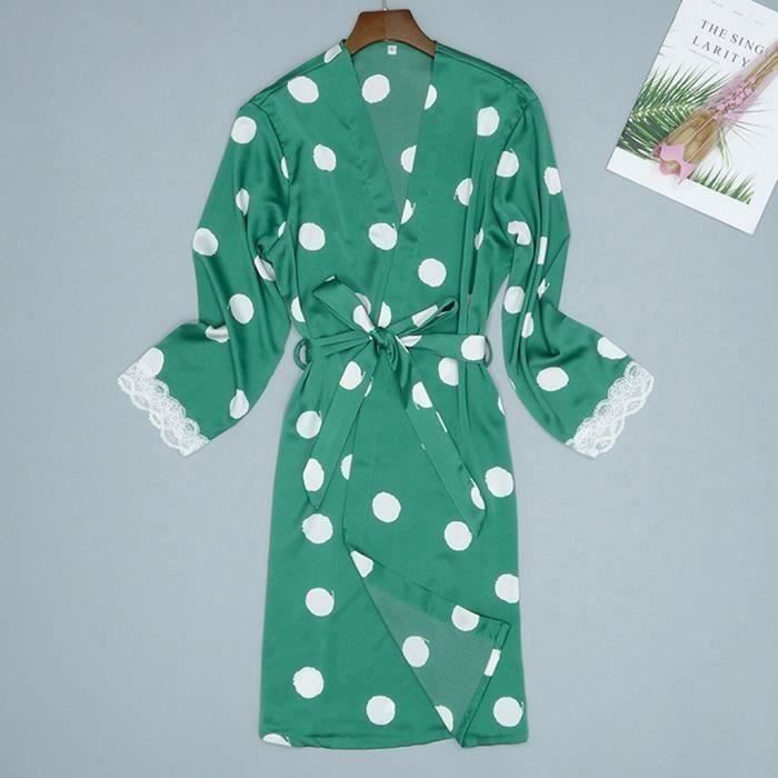 Ensemble de pièces à manches longues en pyjama de satin à pois