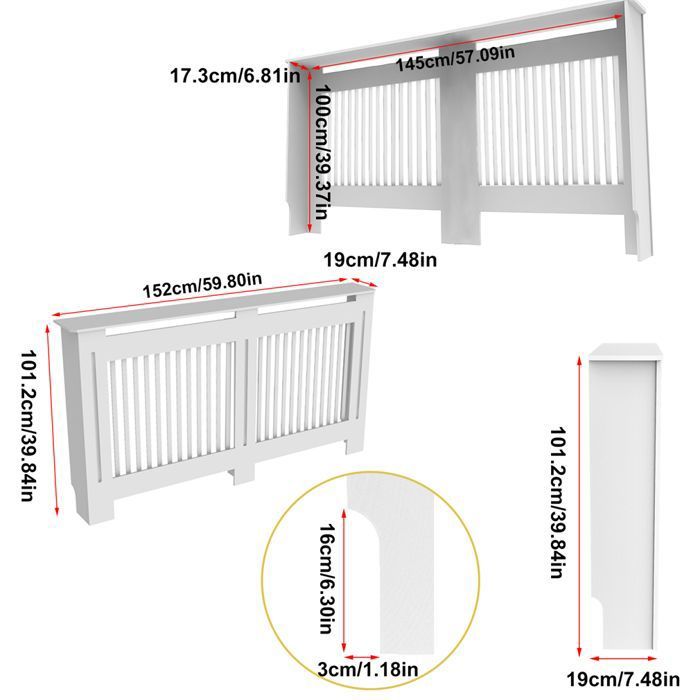 Cache Radiateur Blanc Bois - Grille Verticale Cache-Radiateur Maison de ...
