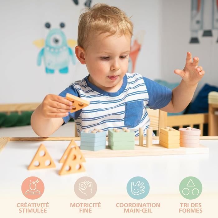 Montessori Jeux Éducatif, Jouet Fille 1 Ans,Jeu de Tri, Gobelet à Empiler,  Jouets Bain Bébé, Jouets d'activité et de Développement