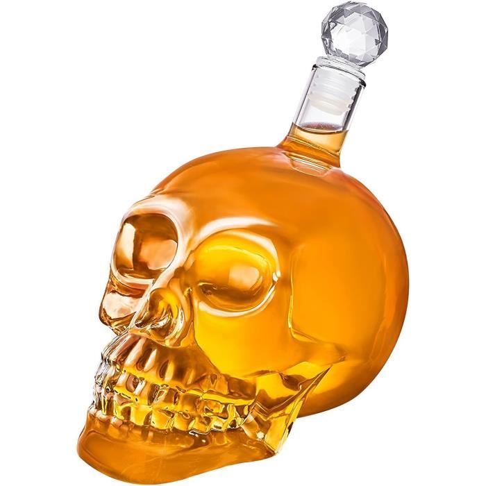 Tête de mort crâne Carafe en verre avec couvercle en verre Carafe Décanter bouteilles en verre