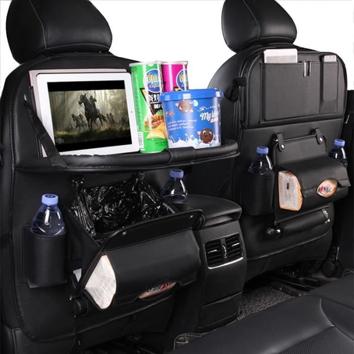 Rangement intérieur,Sac de rangement pour siège arrière de voiture,  organisateur de Table de voyage avec - Type Black with trash - Cdiscount  Auto