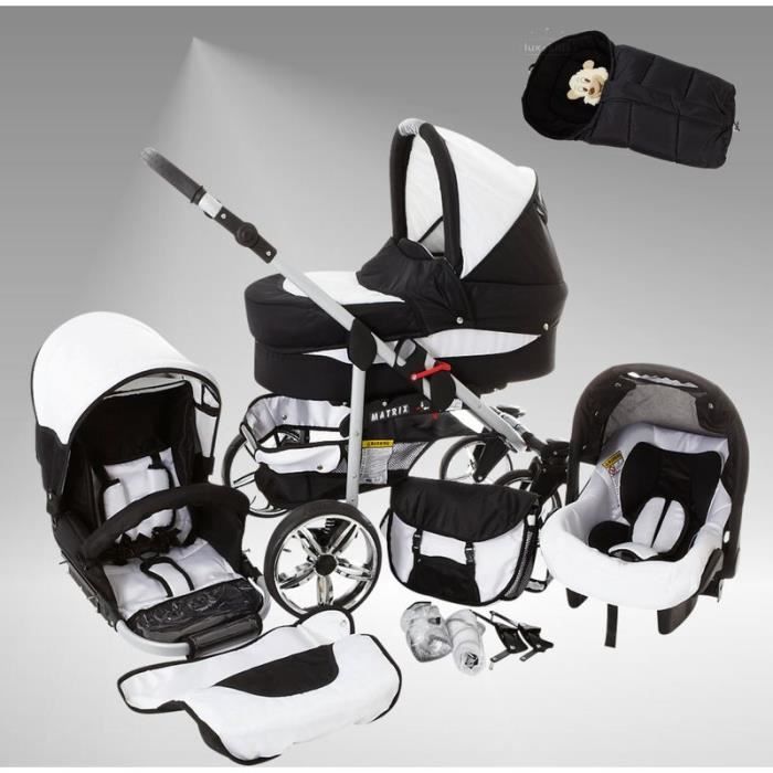 Matrix 2 Poussette Combinee 3en1 Set hiver Roues pivotantes Nacelle Siege Auto Poussette Canne 58 noir leopard de neige Cdiscount Puericulture Eveil bebe