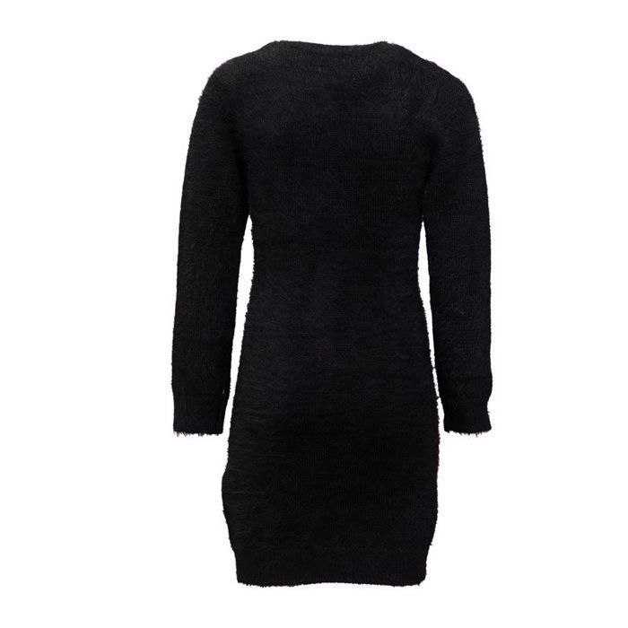 Robe pull logo brodé doré en maille col rond Enfant GUESS Noir