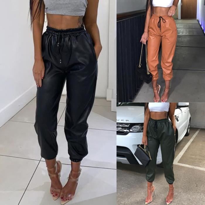 Jogging cuir sale femme
