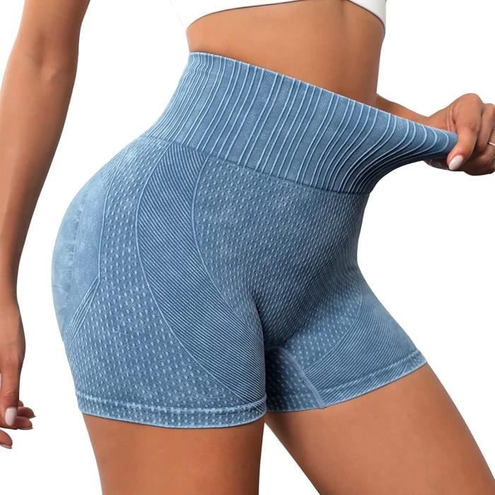 Short de Sport Femme Push Up Yoga Taille Haute Slim Fit Butt Scrunch Opaque  sans Couture Course Gym Anti-Cellulite Elastique Bleu - Cdiscount  Prêt-à-Porter