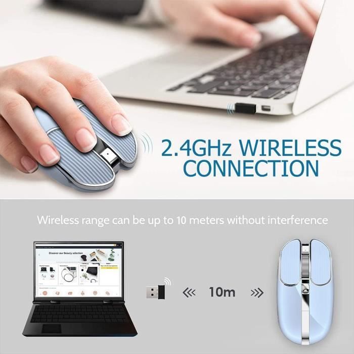 Souris Sans Fil Verticale Ergonomique - Lot De 2, 6 Boutons, 3 DPI Réglables (800/1200/1600), Pour PC Et Portable, Sans Fil 2.4G