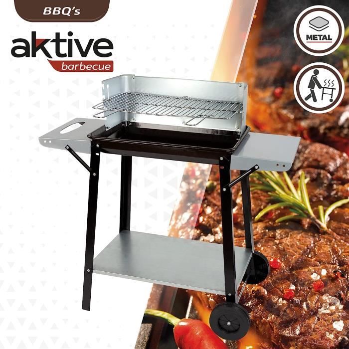 Barbecue Au Charbon De Bois Portable Aktive Double Grill 100,5x40x88,5 Cm