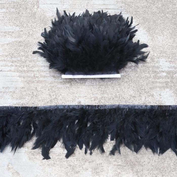 Boa en plumes de dinde de 2 mètres pour loisirs créatifs, fête, déguisement, accessoire de costume pour mariage, Halloween, décoration d'arbre de Noël, loisirs créatifs (noir