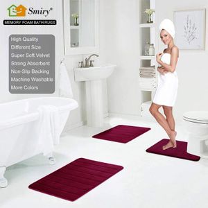 Tapis De Bain En Mousse Mémoire De Forme 40x60 Cm - Absorbant Et Antidérapant - Lavable En Machine - Couleur Beige