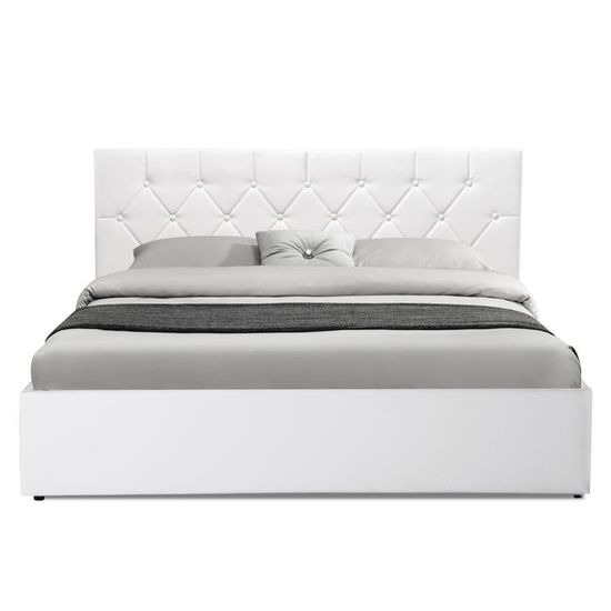 Rangement Intégré Lit Lit Coffre Double IDMarket Seaside 140x190cm - Hêtre Avec Rangement Intégré Tête De Lit Design